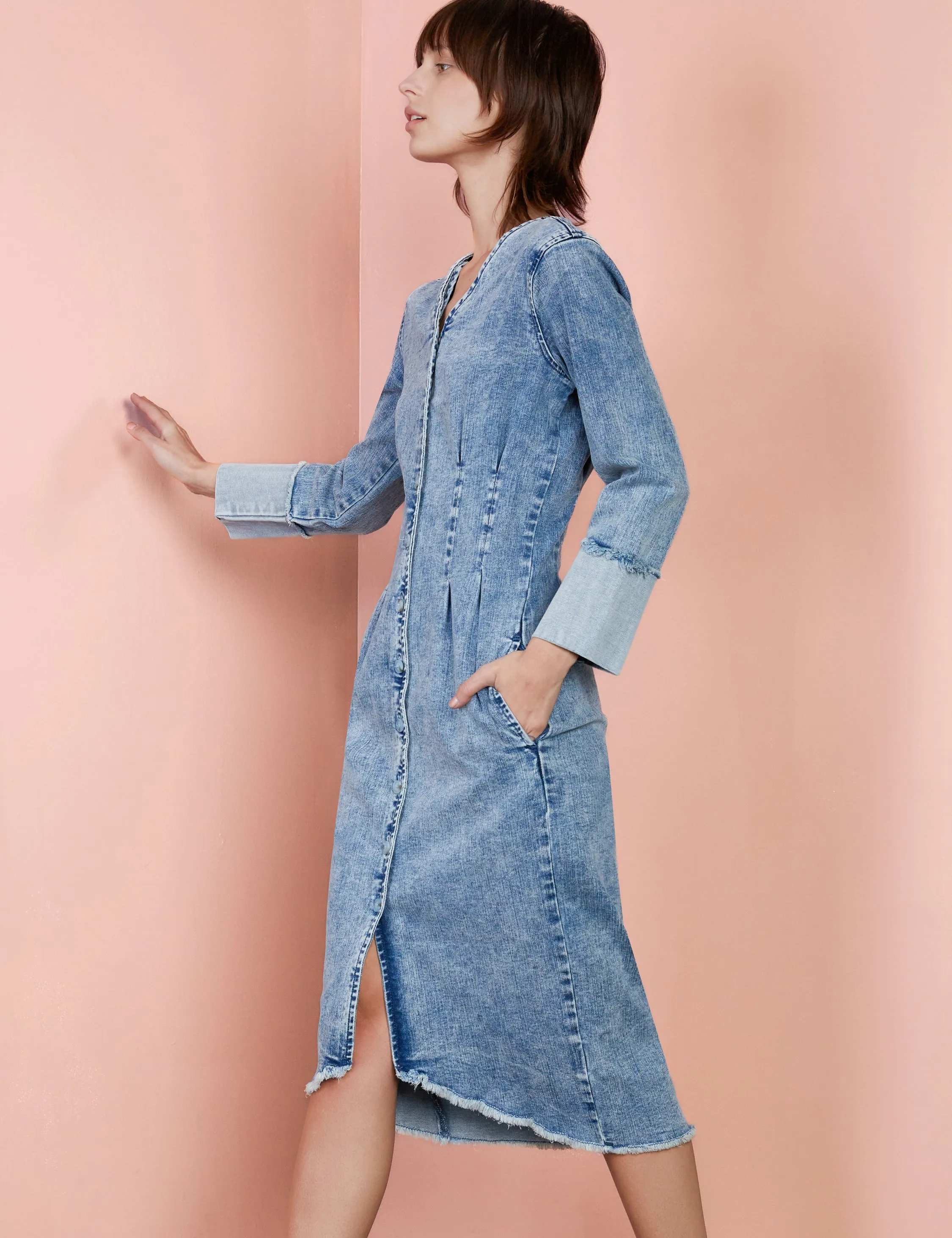 Denim Corset Midi Dress
